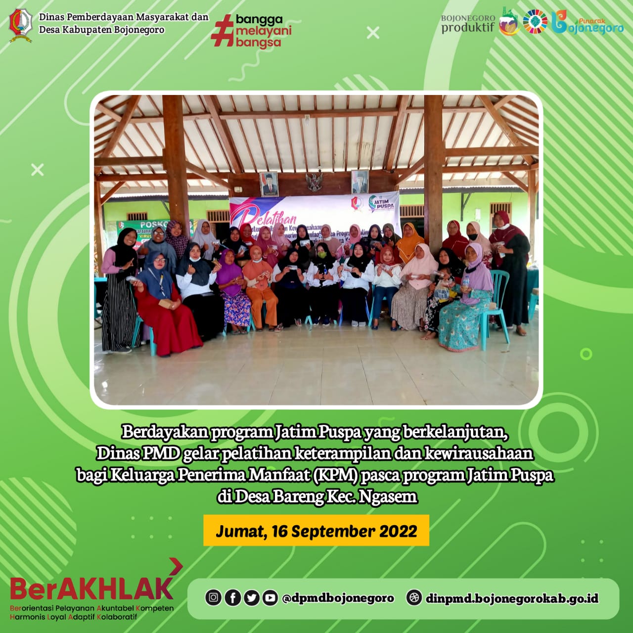 Berdayakan Program JATIM PUSPA yang Berkelanjutan, Dinas PMD Gelar Pelatihan Kewirausahaan di Desa