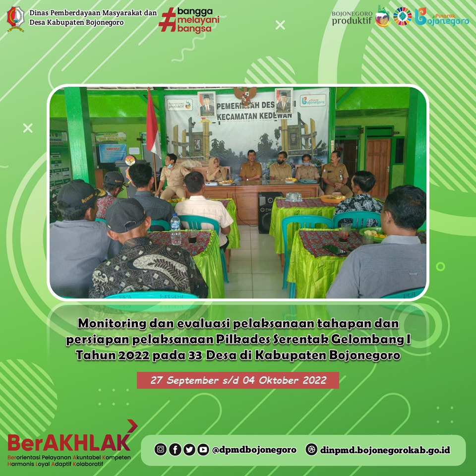 Pastikan Pelaksanaan Tahapan dan Persiapan Pilkades Serentak 2022, Dinas PMD Giat Monev di 33 Desa