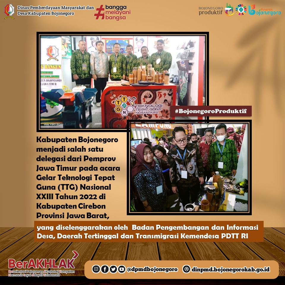 Kabupaten Bojonegoro Ikuti Gelar TTG Nasional XXIII Cirebon, Kenalkan Inovasi TTG Karya Desa Bobol