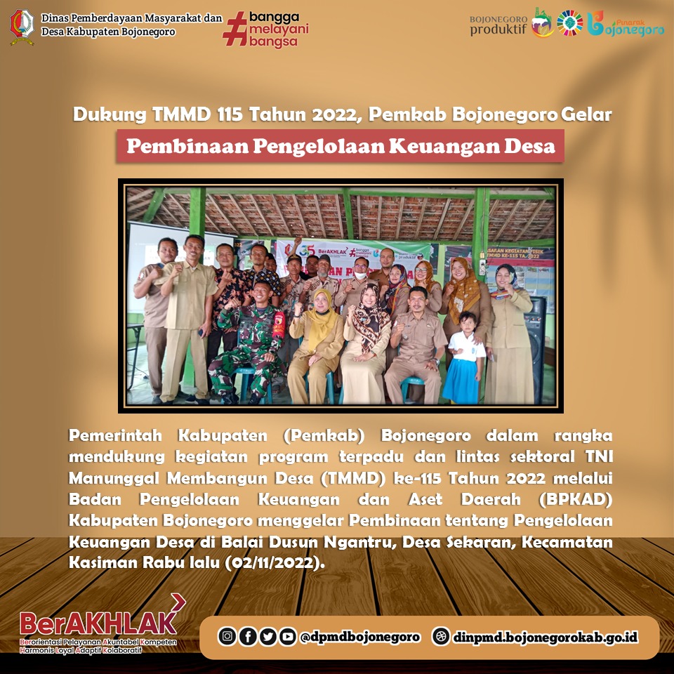 Dukung TMMD 115, Pemkab Bojonegoro Gelar Pengelolaan Keuangan Desa