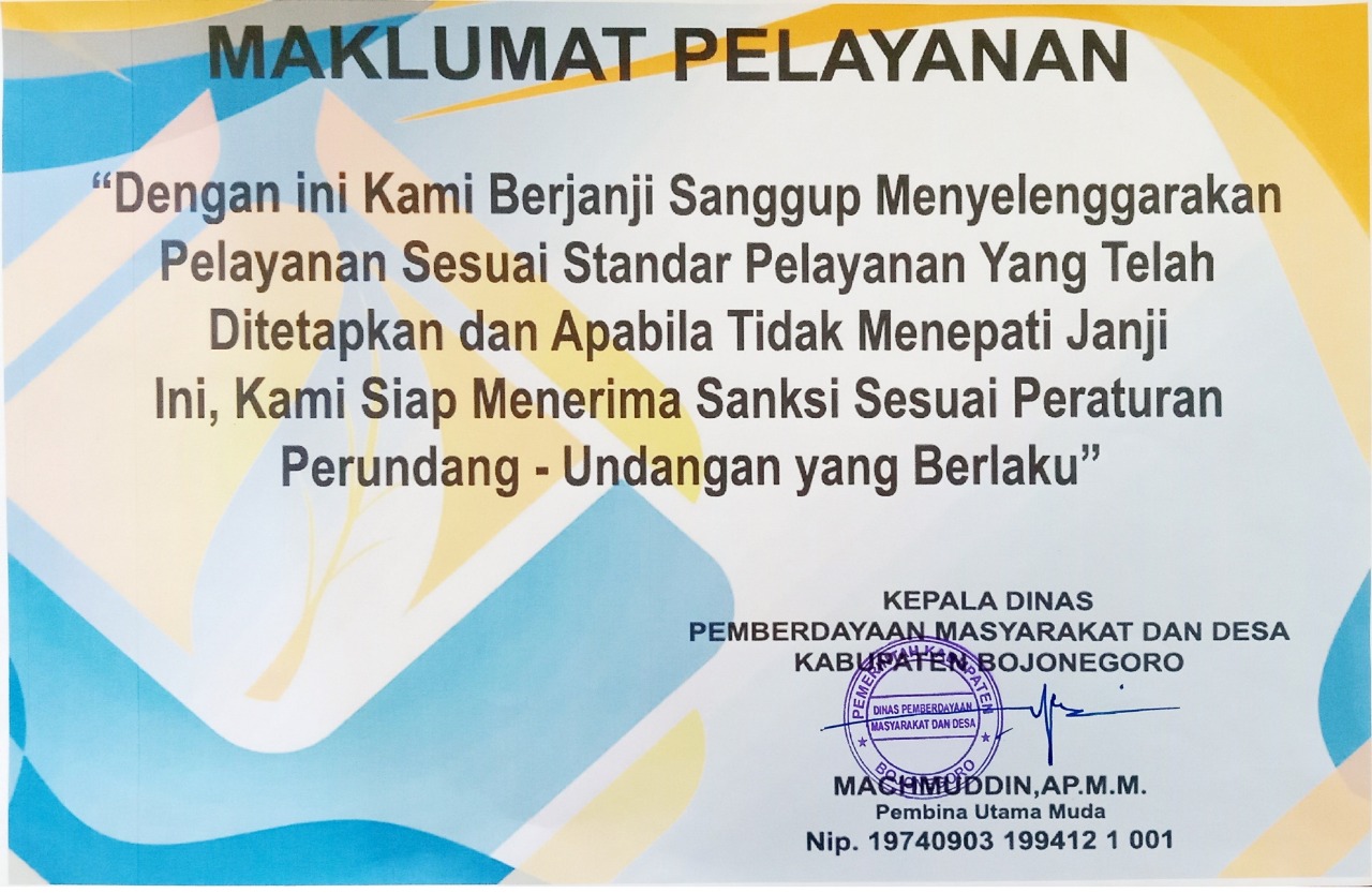 MAKLUMAT PELAYANAN DPMD BOJONEGORO