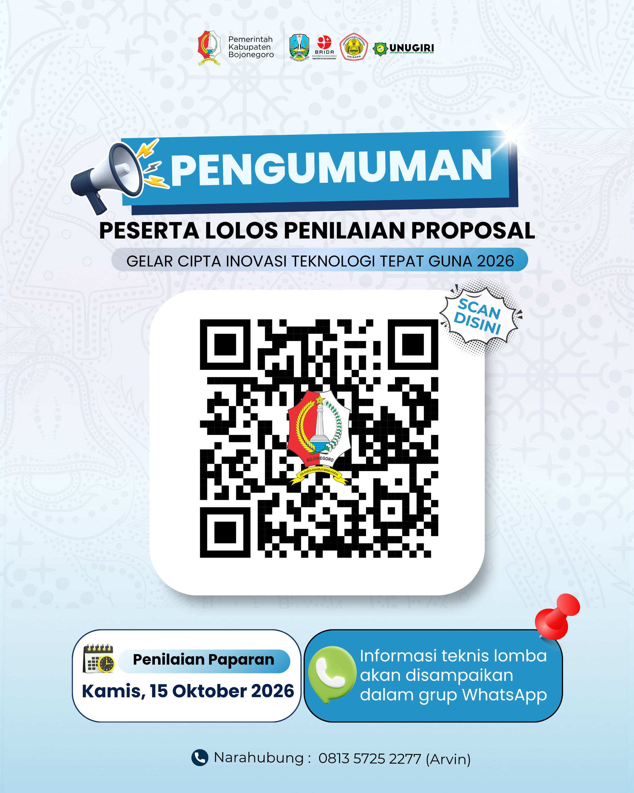 PENGUMUMAN HASIL PENILAIAN PROPOSAL GCI TTG KABUPATEN BOJONEGORO TAHUN 2026